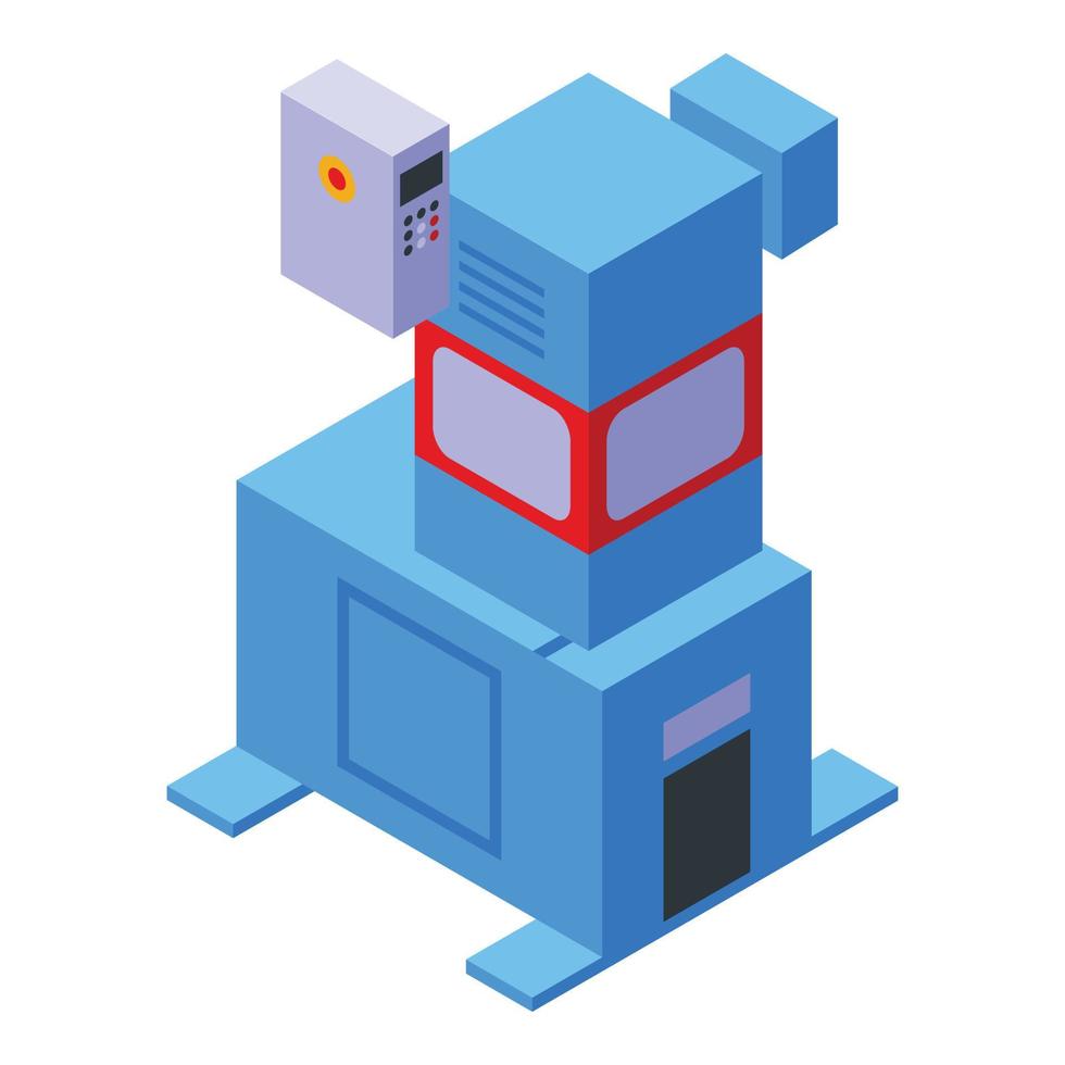 Press machine conveyor icon, isometric style vector