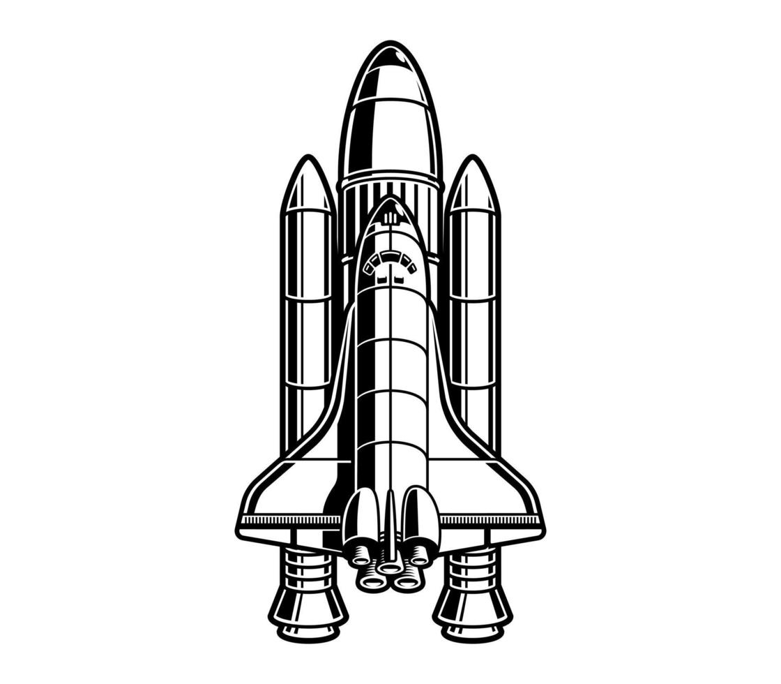 Black and white vector illustration of space shuttle