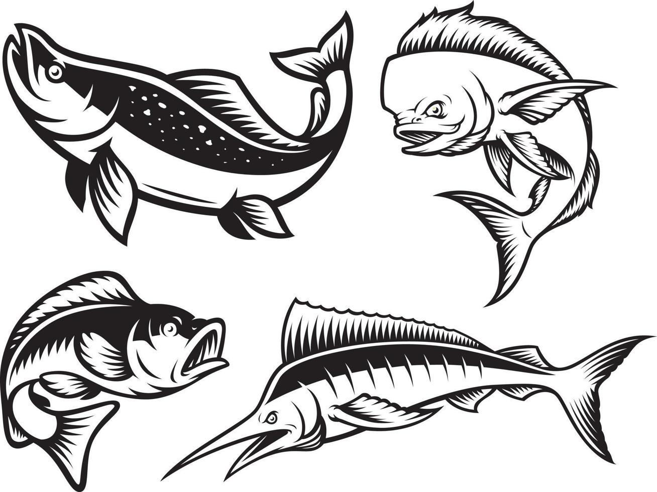 una imagen prediseñada vectorial para un tema de pesca vector