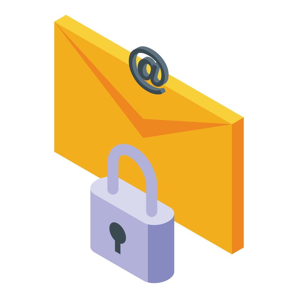 Mail password protection icon, isometric style vector