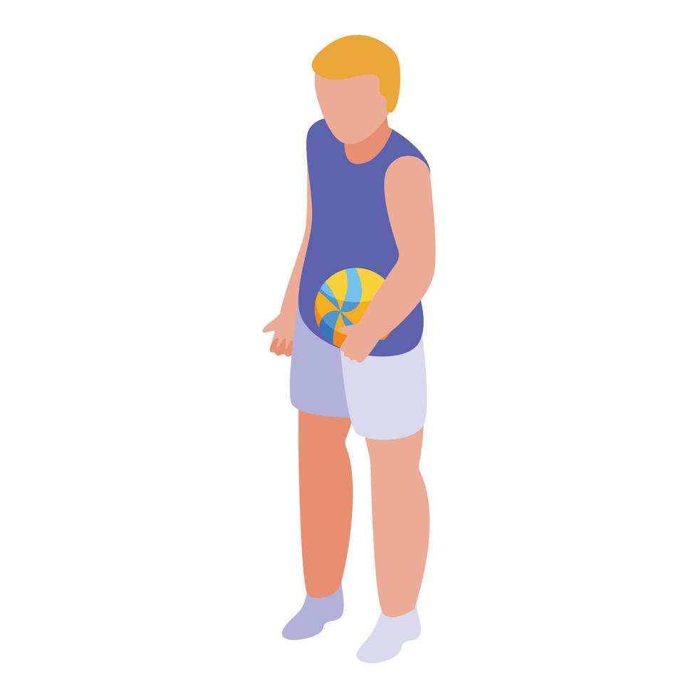 Volleyball player icon, isometric style vector