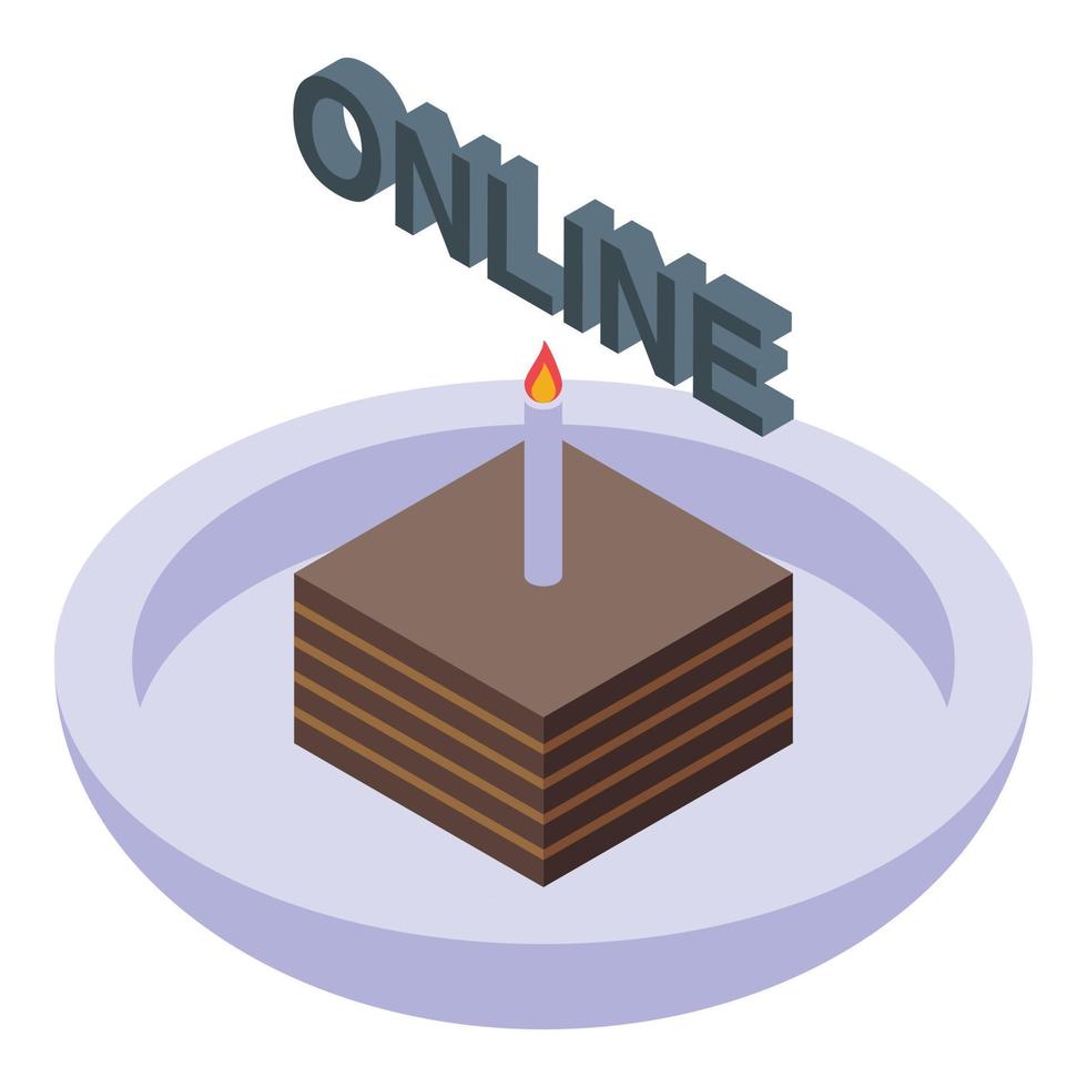 Cake online party icon, isometric style vector