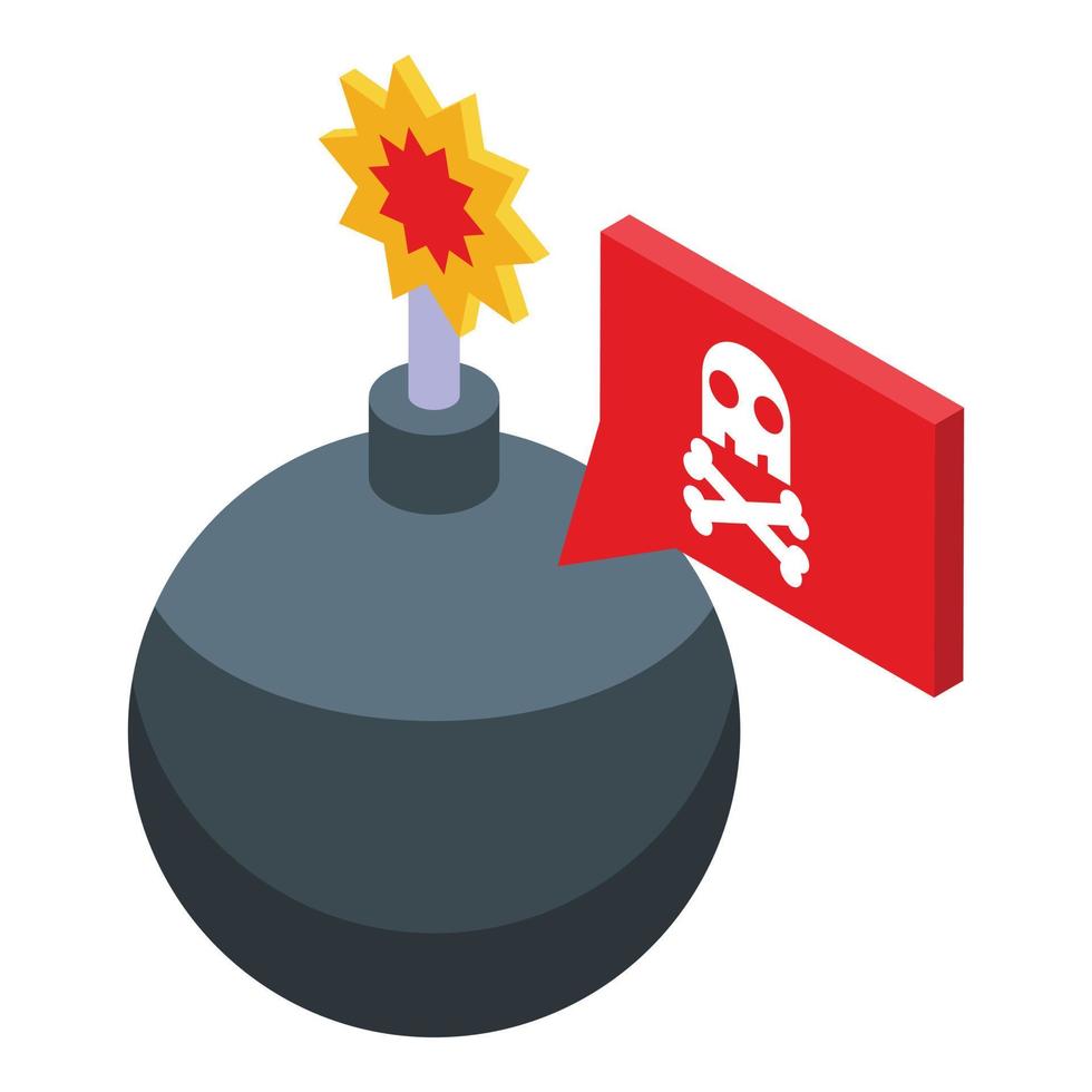 Bomb password protection icon, isometric style vector