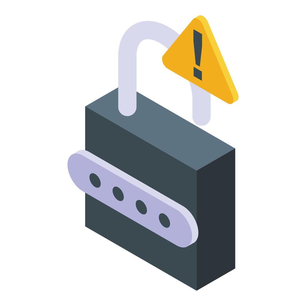 Padlock password protection icon, isometric style vector