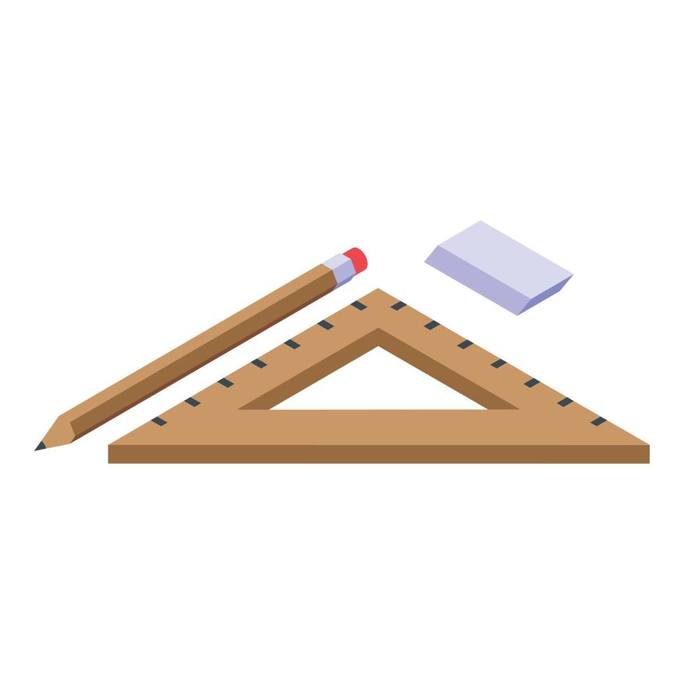 Campus ruler and tools icon, isometric style vector