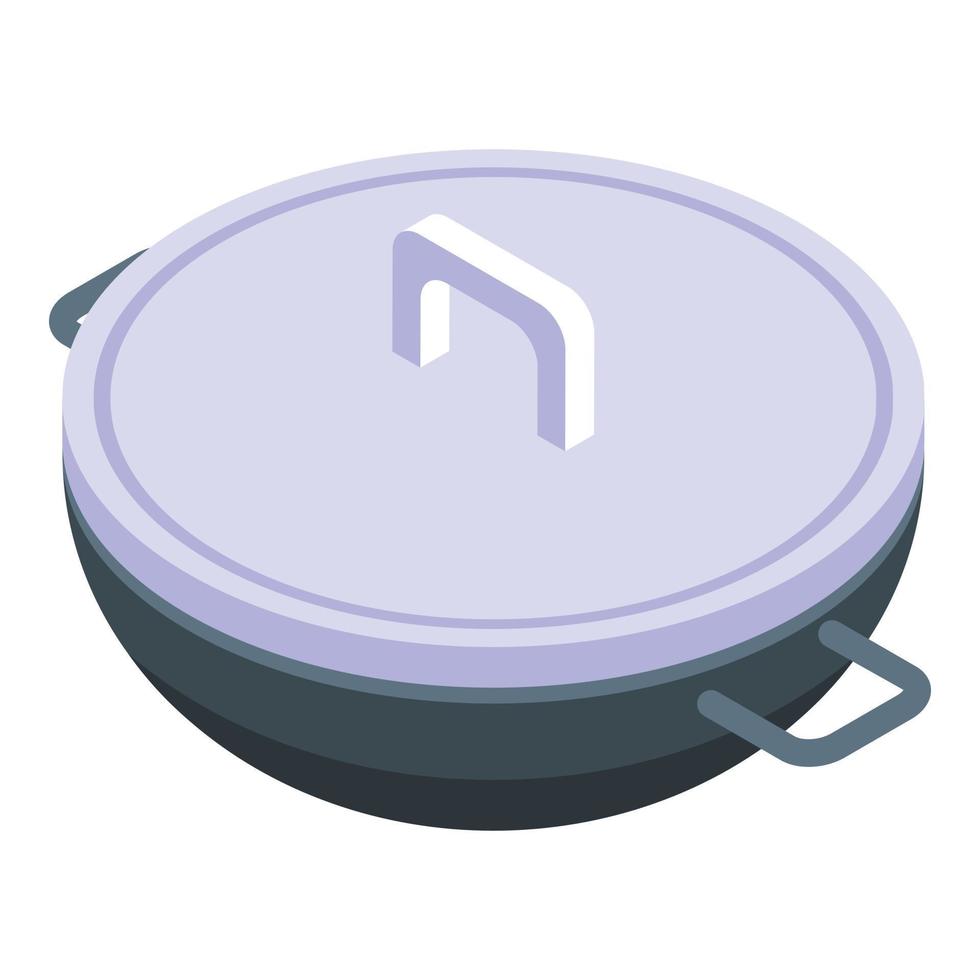 icono de olla de menú wok, estilo isométrico vector