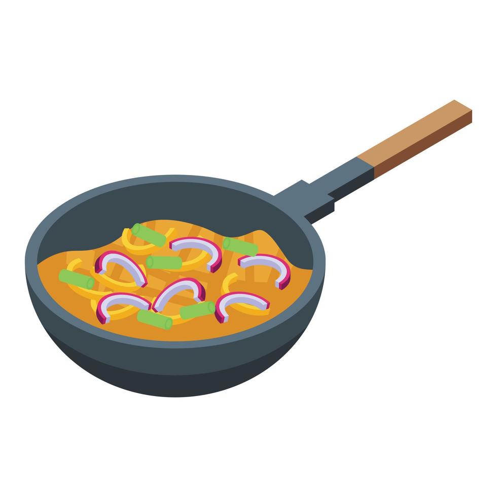 Wok menu chinese icon, isometric style vector