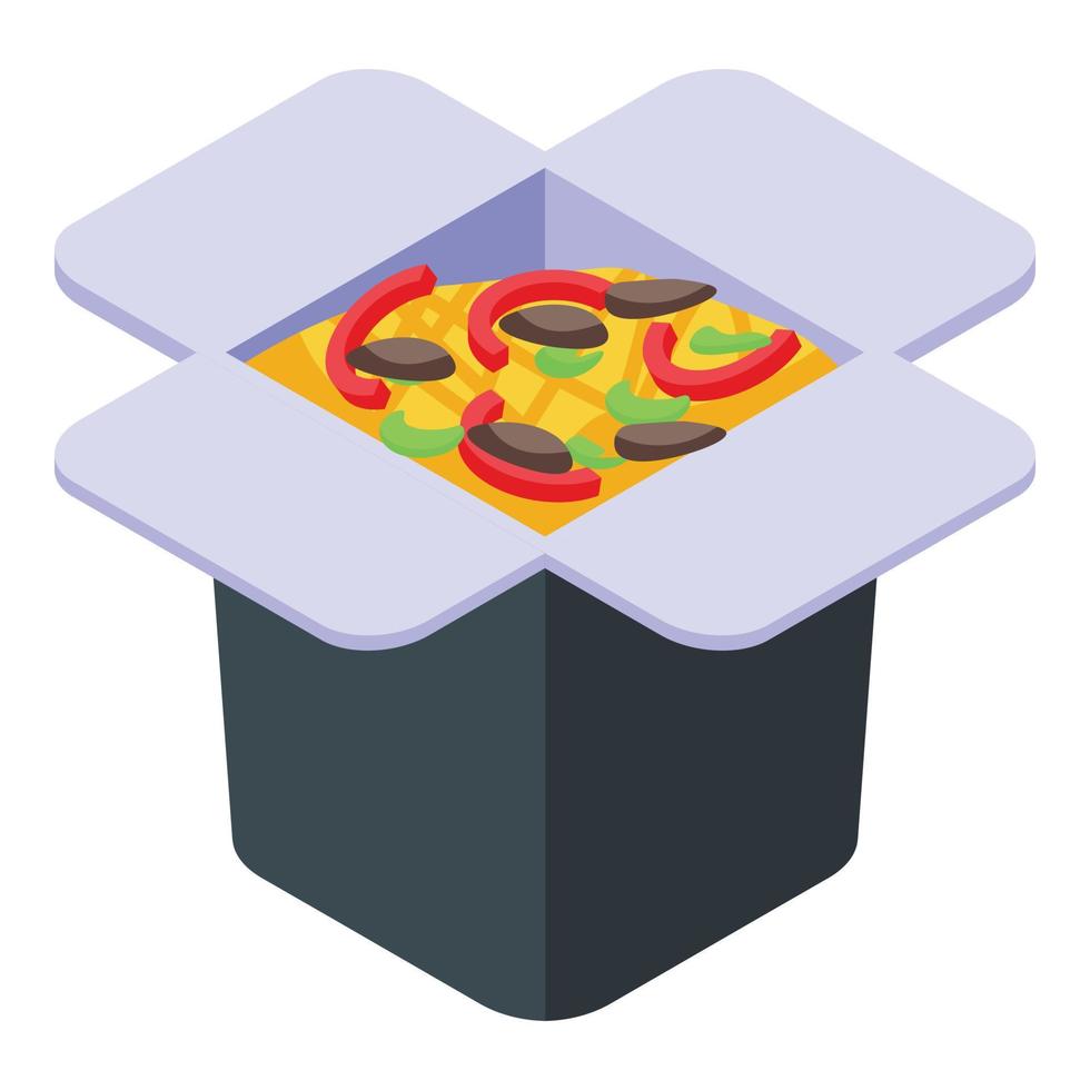 Wok menu icon, isometric style vector