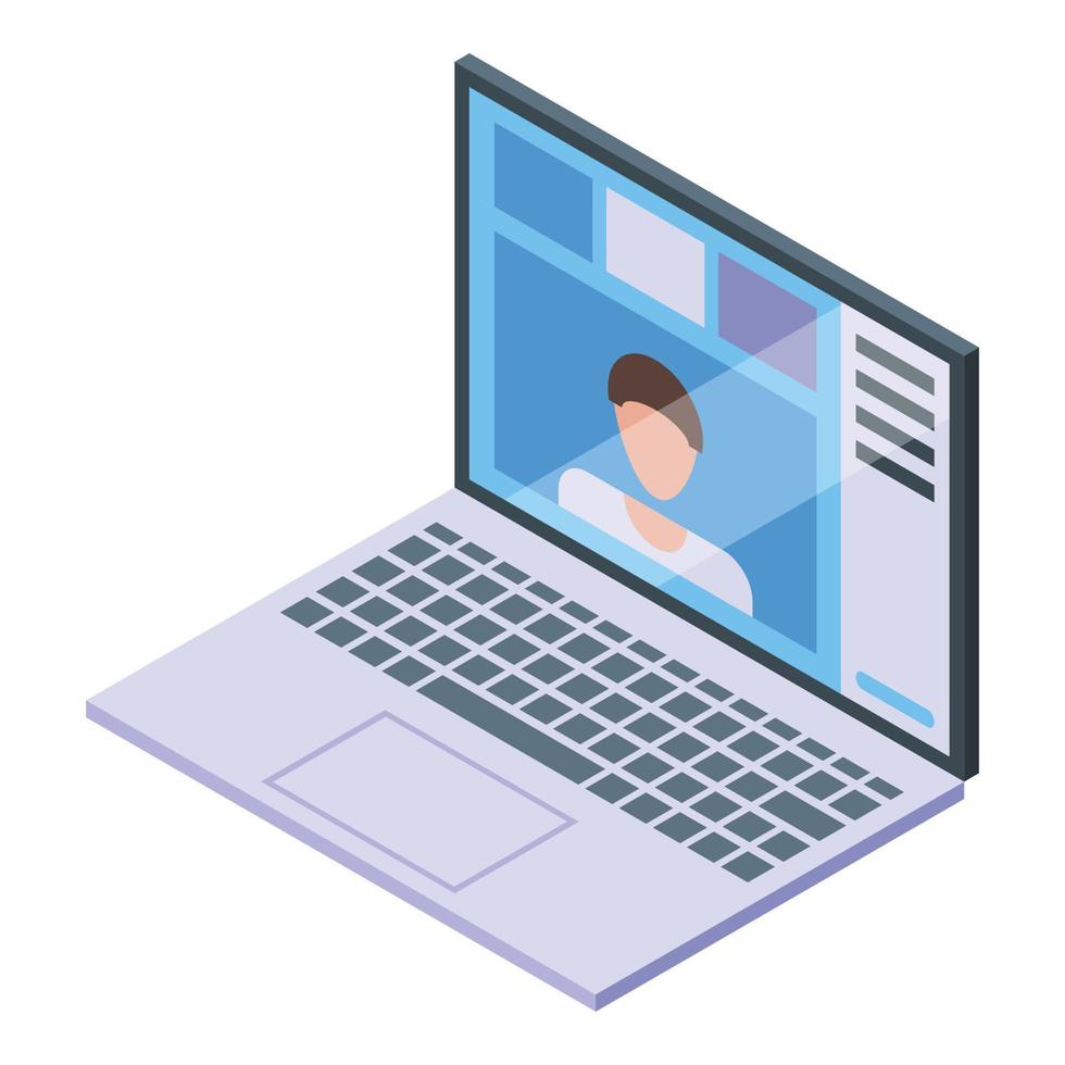 Campus laptop call icon, isometric style vector