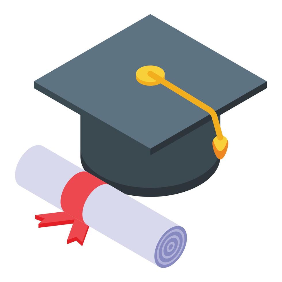 Campus graduation hat icon, isometric style vector