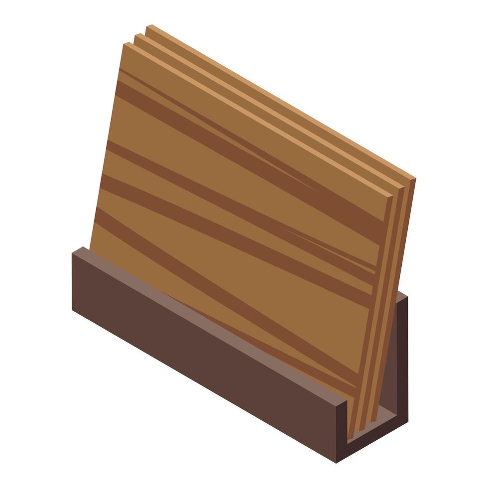 icono de producción de madera contrachapada, estilo isométrico vector
