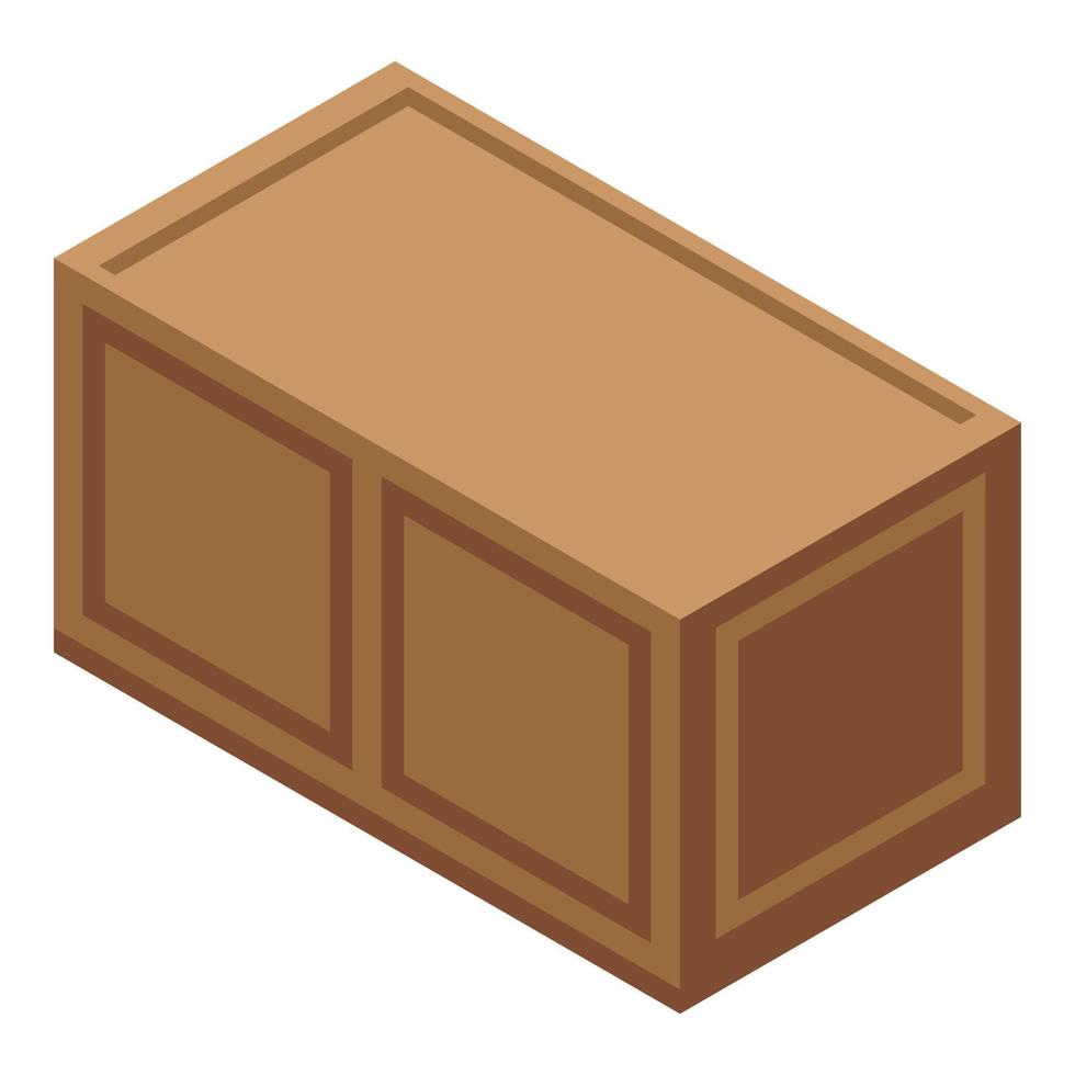 icono de caja de madera contrachapada, estilo isométrico vector