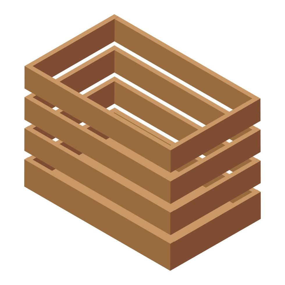 icono de caja de madera contrachapada, estilo isométrico vector