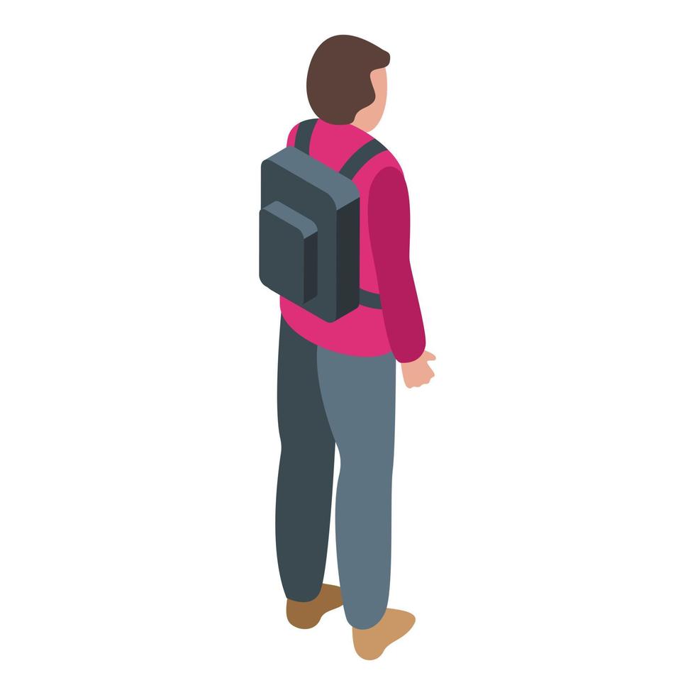 Schoolboy keep distance icon, isometric style vector