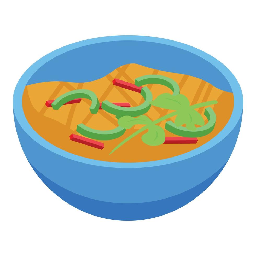 Wok menu bowl icon, isometric style vector