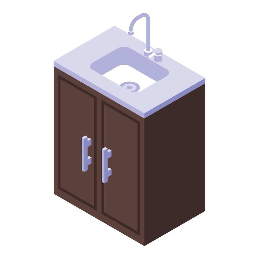 Kitchen sink furniture icon, isometric style vector