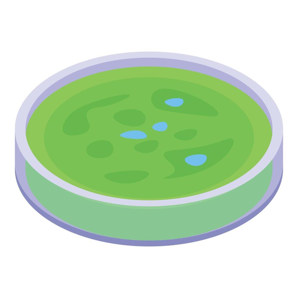 Green petri dish icon, isometric style vector