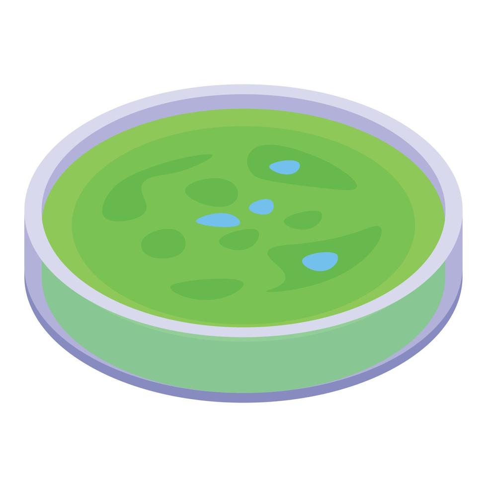 Green petri dish icon, isometric style vector