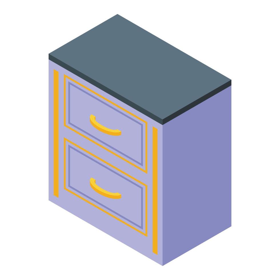 icono de muebles de cocina de cajones, estilo isométrico vector