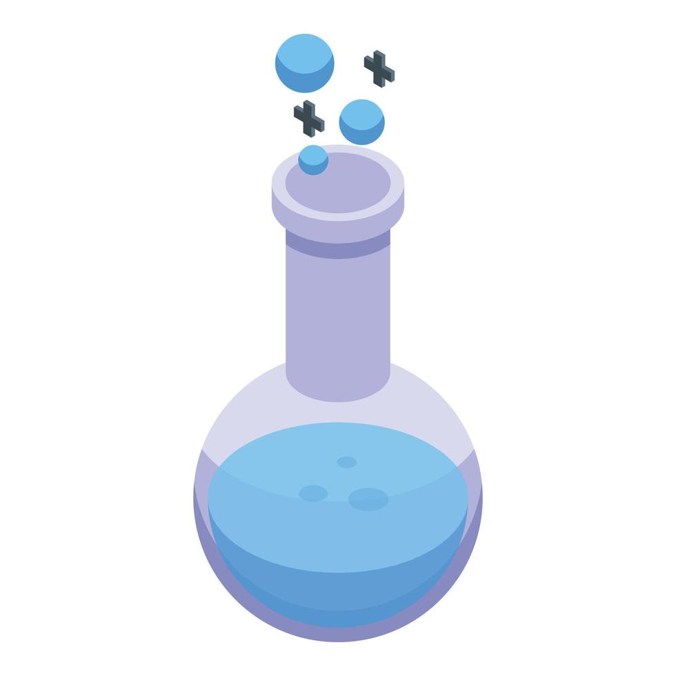 Research scientist chemical flask icon, isometric style vector