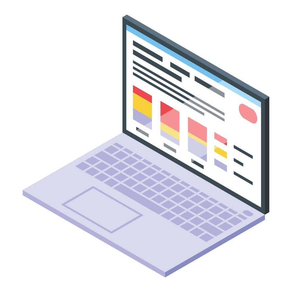 Research scientist laptop icon, isometric style vector