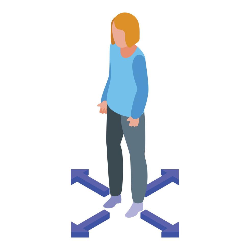 Woman keep distance icon, isometric style vector