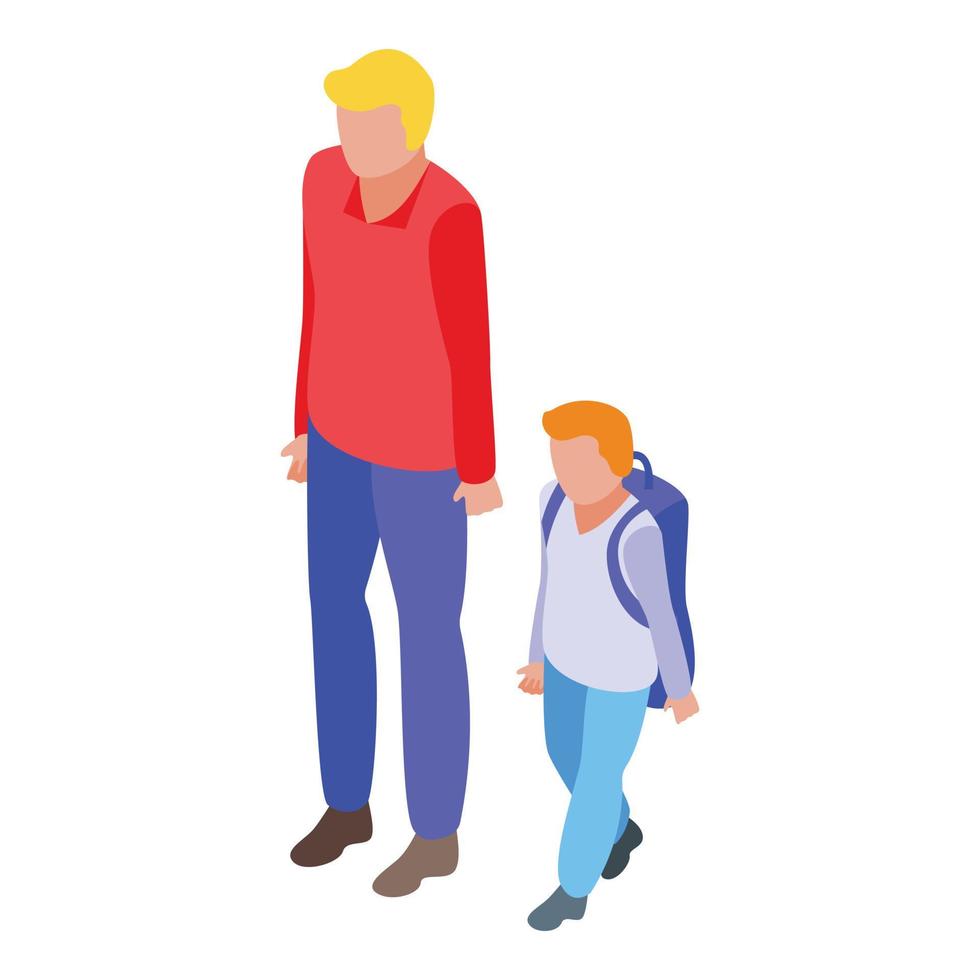 Family first school day kid icon, isometric style vector