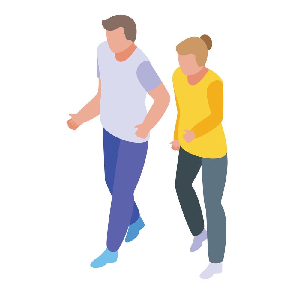 Family morning running icon, isometric style vector