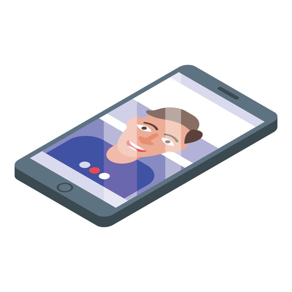 Home office phone video call icon, isometric style vector
