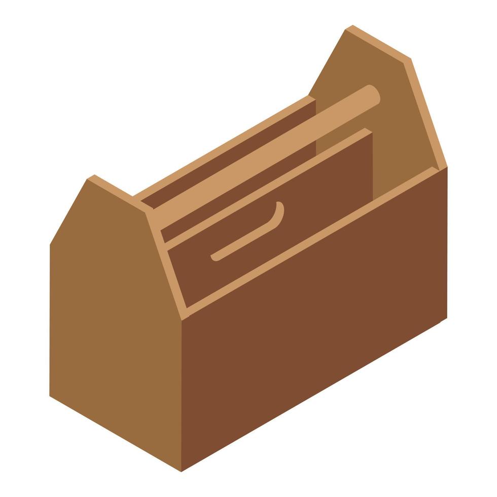 Plywood basket icon, isometric style vector