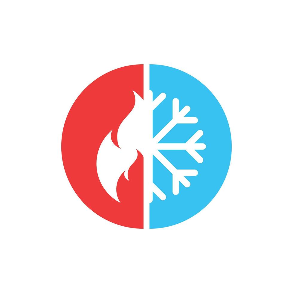 Hot and cold icon in flat style. Snowflake and flame vector illustration on isolated background. Temperature sign business concept.