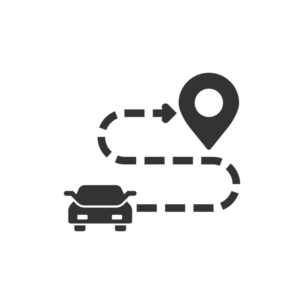 Car destination icon in flat style. Car navigation vector illustration on white isolated background. Locate position business concept.