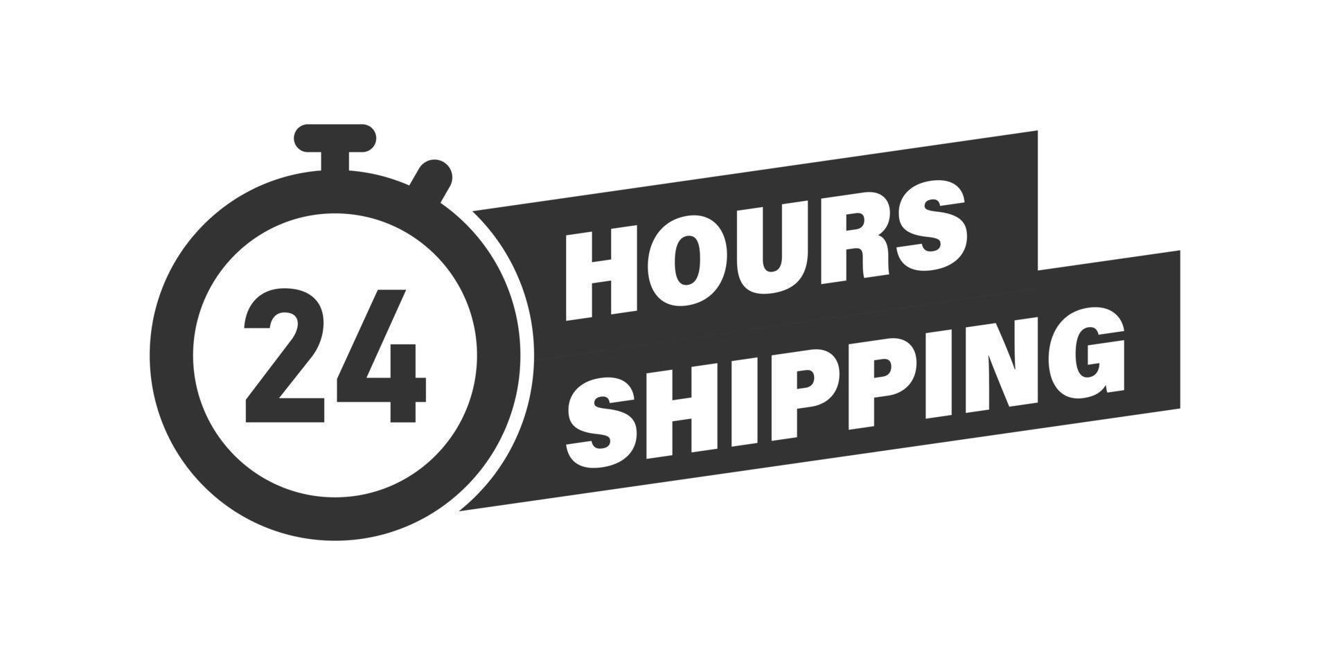 Shipping 24 hours icon in flat style. Delivery countdown vector illustration on isolated background. Quick service time sign business concept.