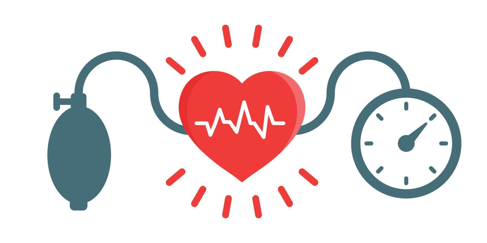 icono de presión arterial en estilo plano. Ilustración de vector de monitor de latido del corazón sobre fondo aislado. concepto de negocio de signo de diagnóstico de pulso.