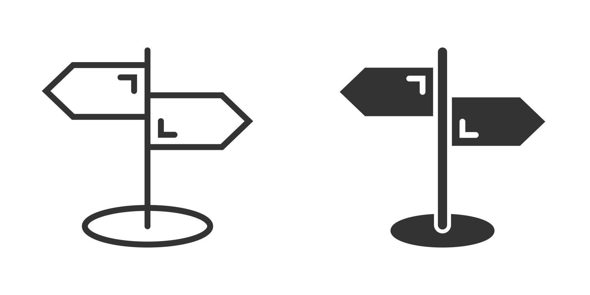 icono de poste indicador de cruce en estilo plano. ilustración de vector de dirección de carretera sobre fondo blanco aislado. concepto de negocio de señalización vial.