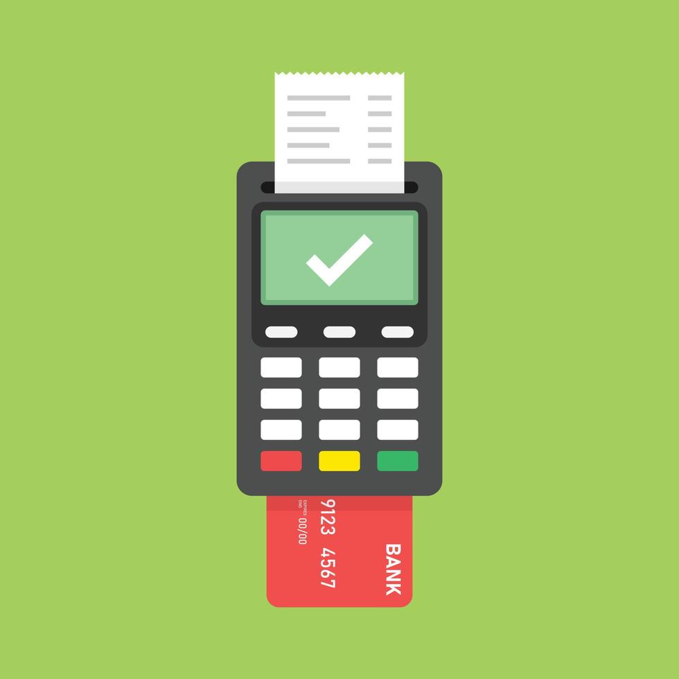 POS payment machine icon in flat style. Online payment vector illustration on isolated background. Banking transaction sign business concept.