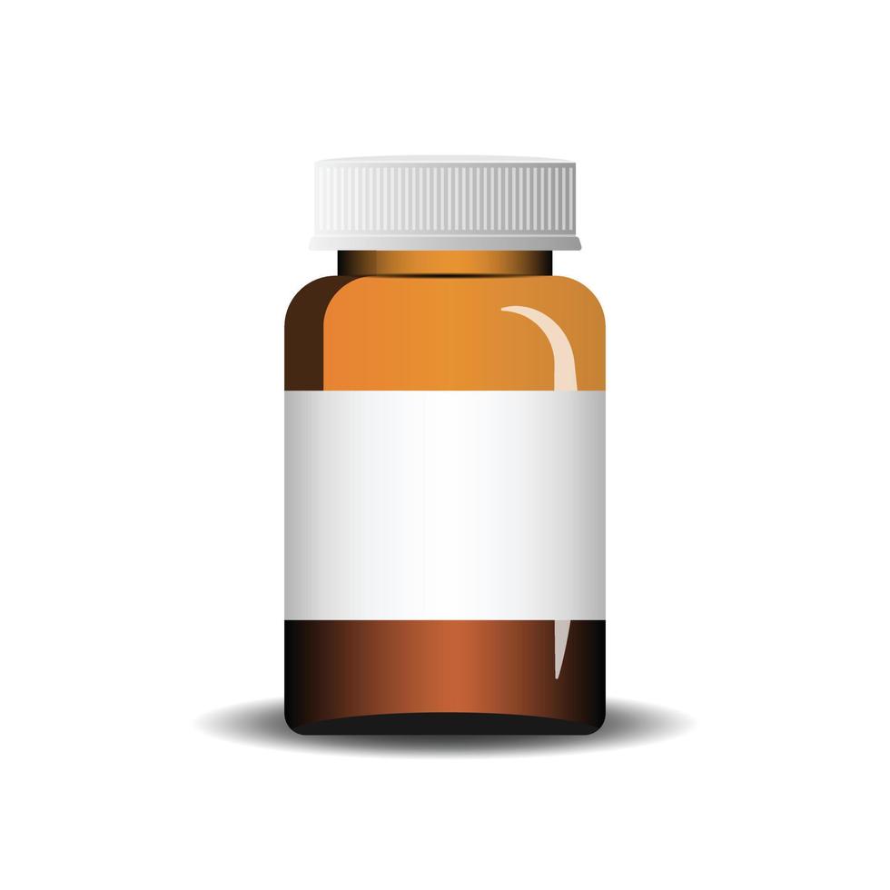 Pill bottle icon in flat style. Medical capsules vector illustration on white isolated background. Pharmacy sign business concept.