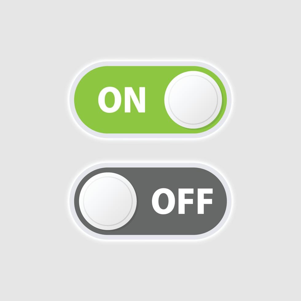 On and off buttons in flat style. Toggle switch vector illustration on isolated background. Shutdown sign business concept.