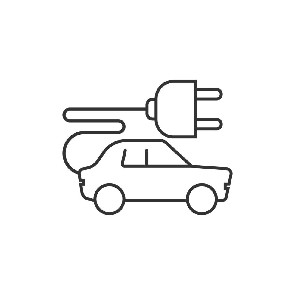 Electric car icon in flat style. Electro auto vector illustration on white isolated background. Ecology transport business concept.