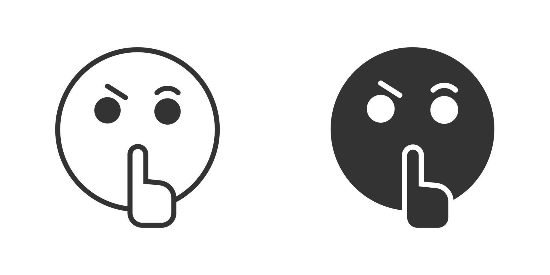 Quiet icon in flat style. Silence vector illustration on isolated background. Hush sign business concept.