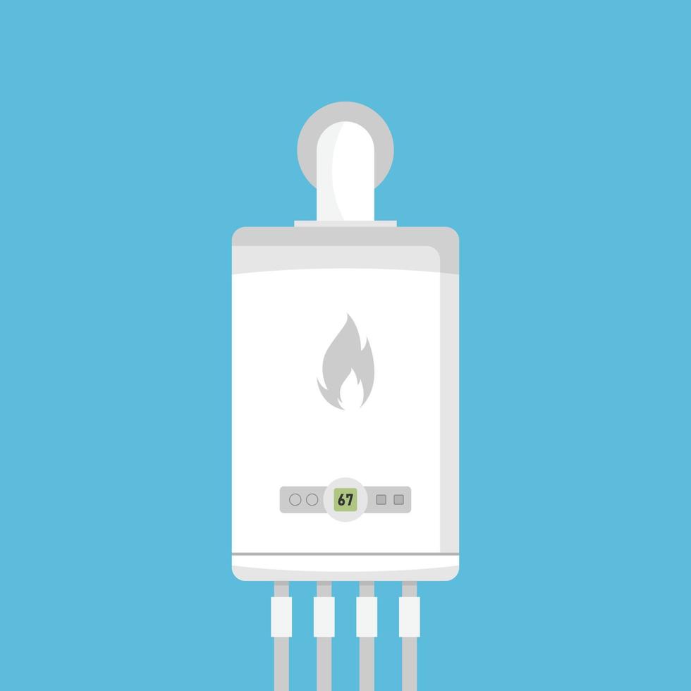 Gas boiler icon in flat style. Heater vector illustration on isolated background. Boiling sign business concept.