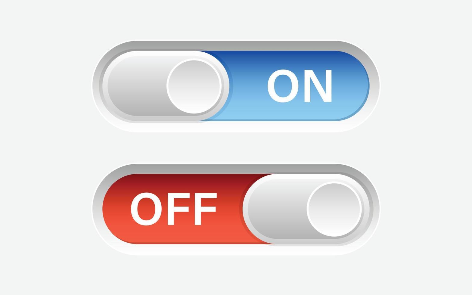 On and off buttons in flat style. Toggle switch vector illustration on isolated background. Shutdown sign business concept.