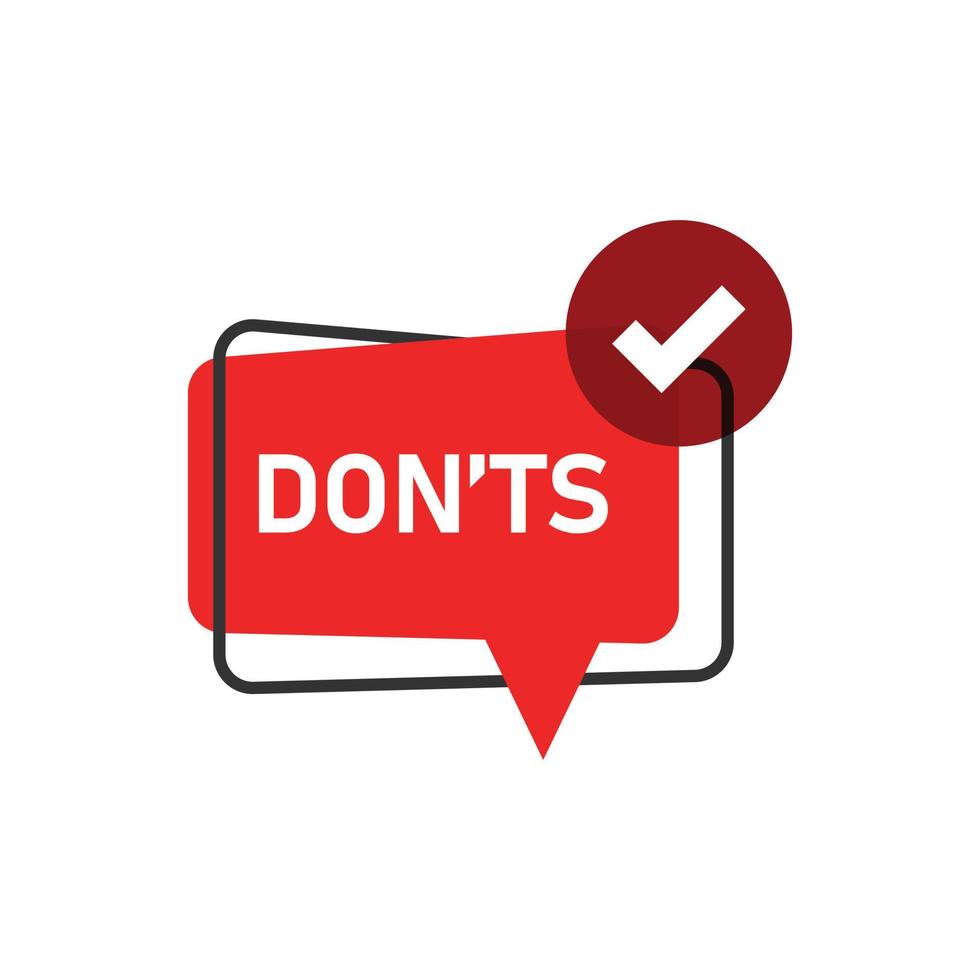 Don'ts sign icon in flat style. Unlike vector illustration on white isolated background. No business concept.