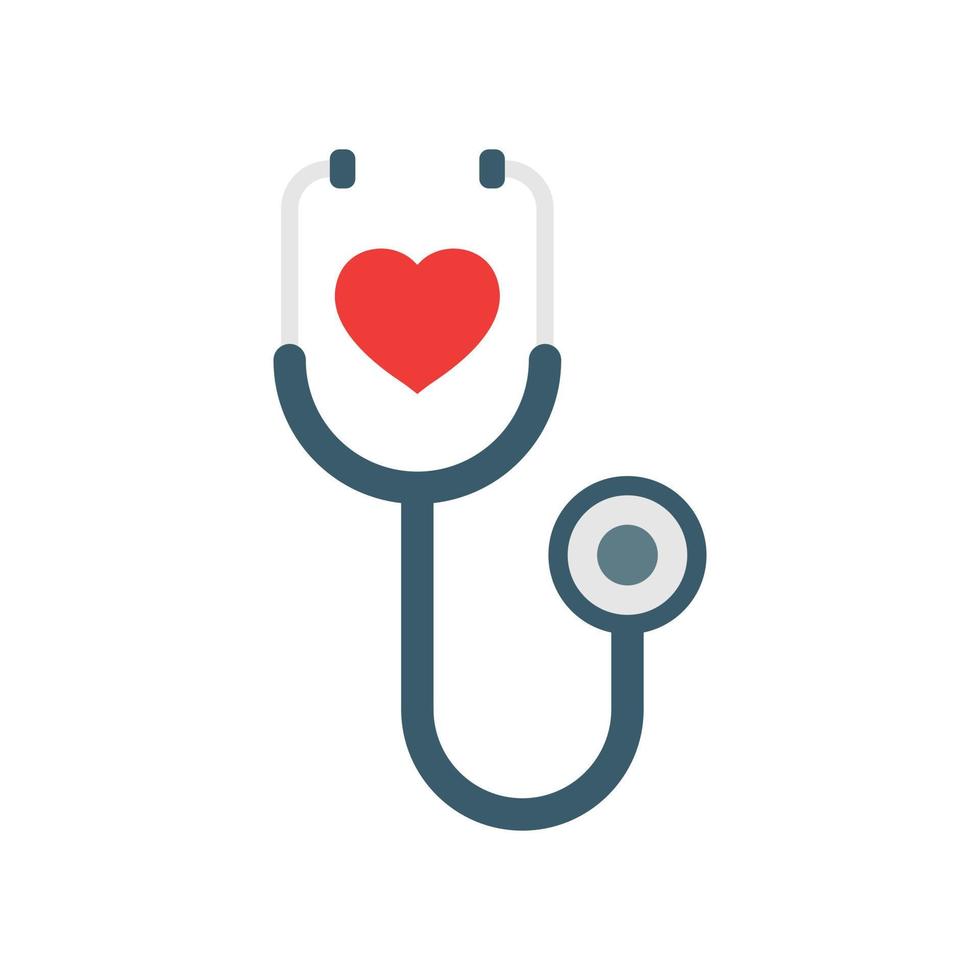 Stethoscope icon in flat style. Heart diagnostic vector illustration on isolated background. Medicine sign business concept.