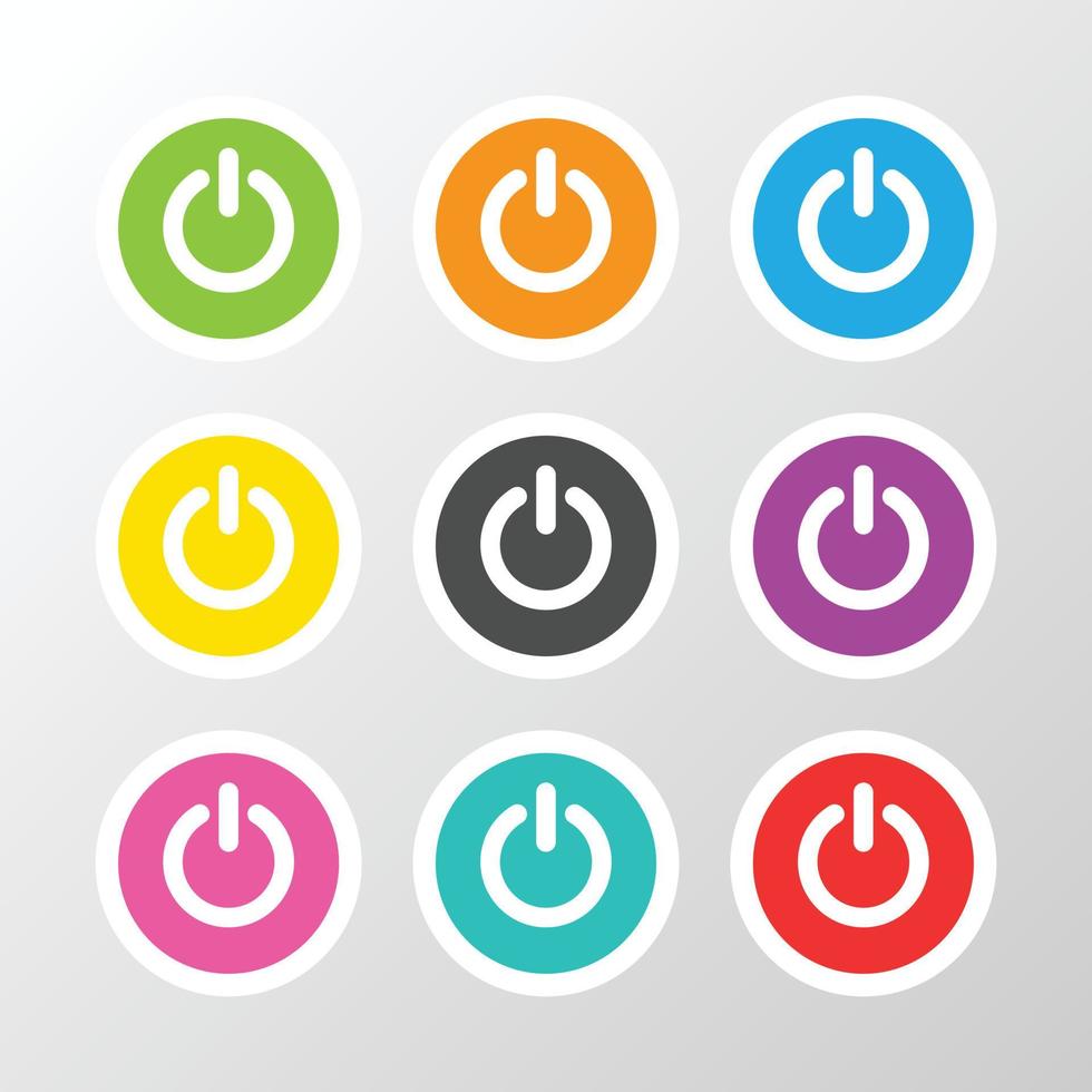 On and off buttons in flat style. Toggle switch vector illustration on isolated background. Shutdown sign business concept.