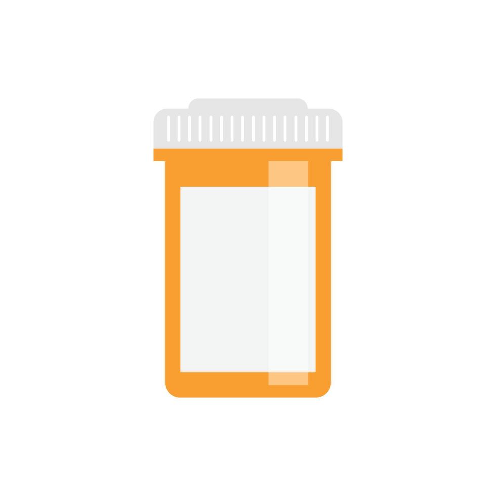 Pill bottle icon in flat style. Medical capsules vector illustration on white isolated background. Pharmacy sign business concept.