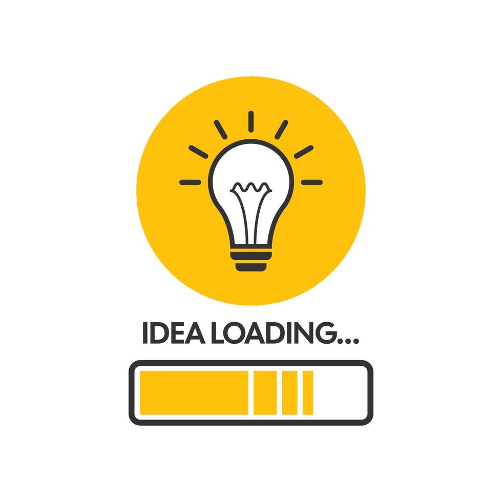 Idea loading in flat style. Light bulb vector illustration on isolated background. Loading bar think sign business concept.