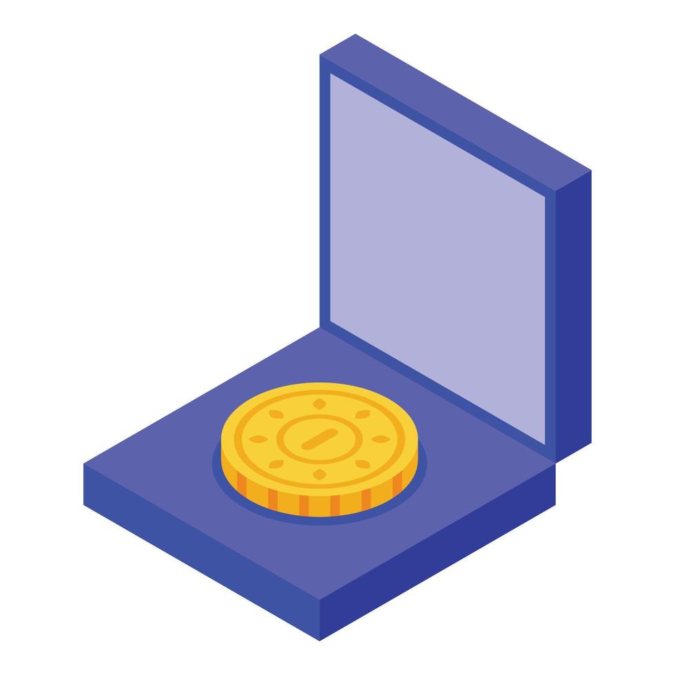 Award badge icon, isometric style vector