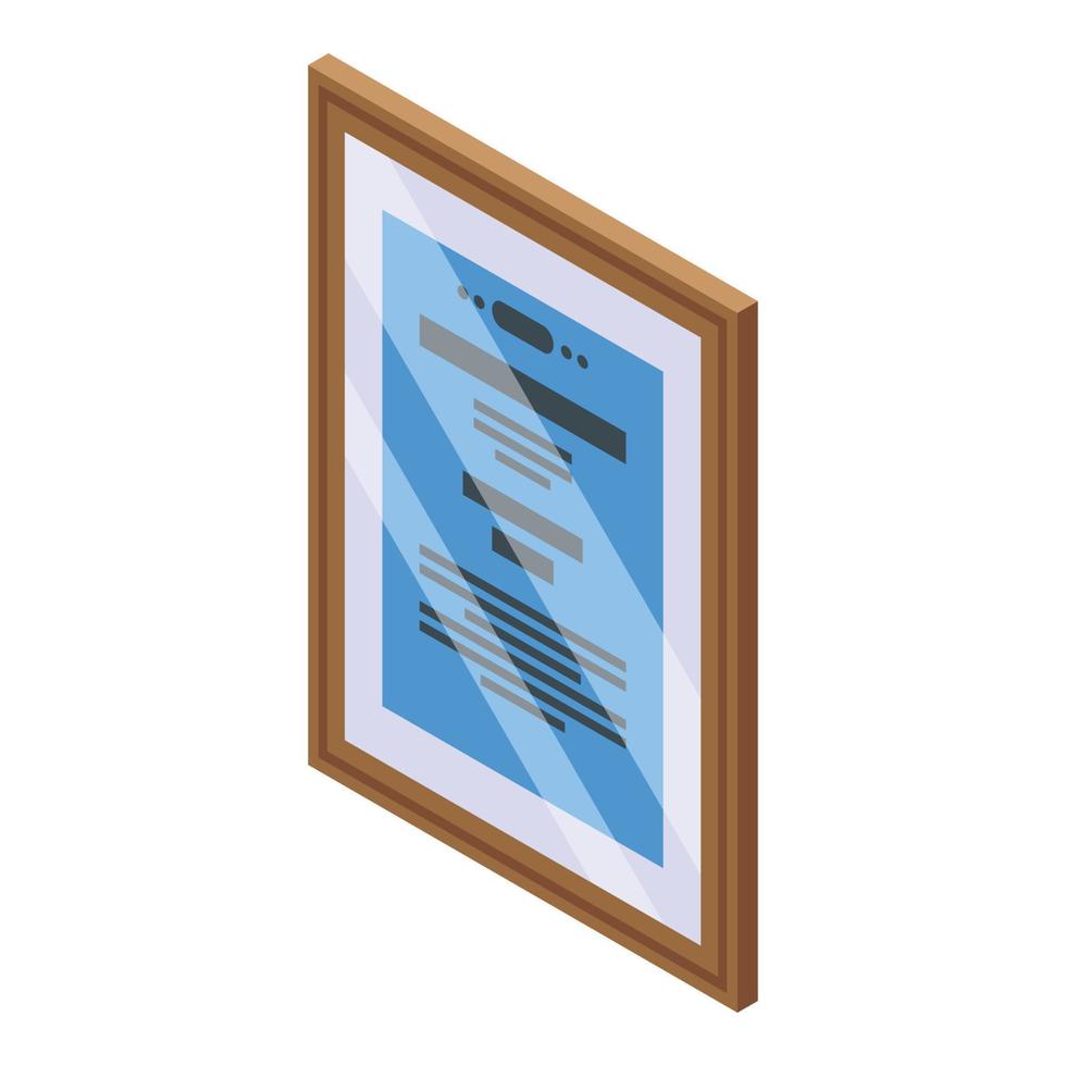 Awarding diploma icon, isometric style vector
