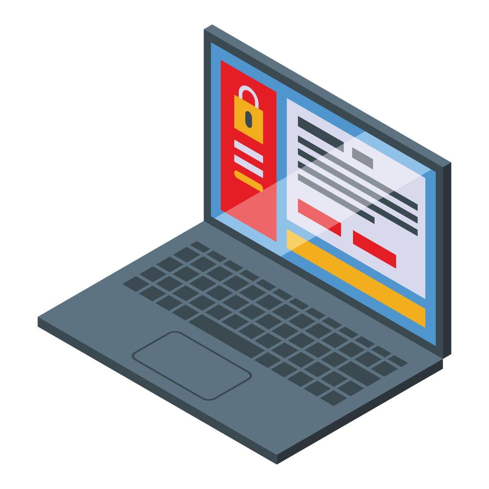 Malware laptop icon, isometric style vector